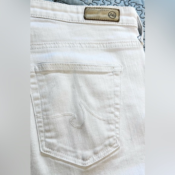 AG ADRIANO GOLDSCHMIED Stevie Slim Straight Raw Hem White Crop Ankle Jeans Sz 28 - Picture 8 of 13
